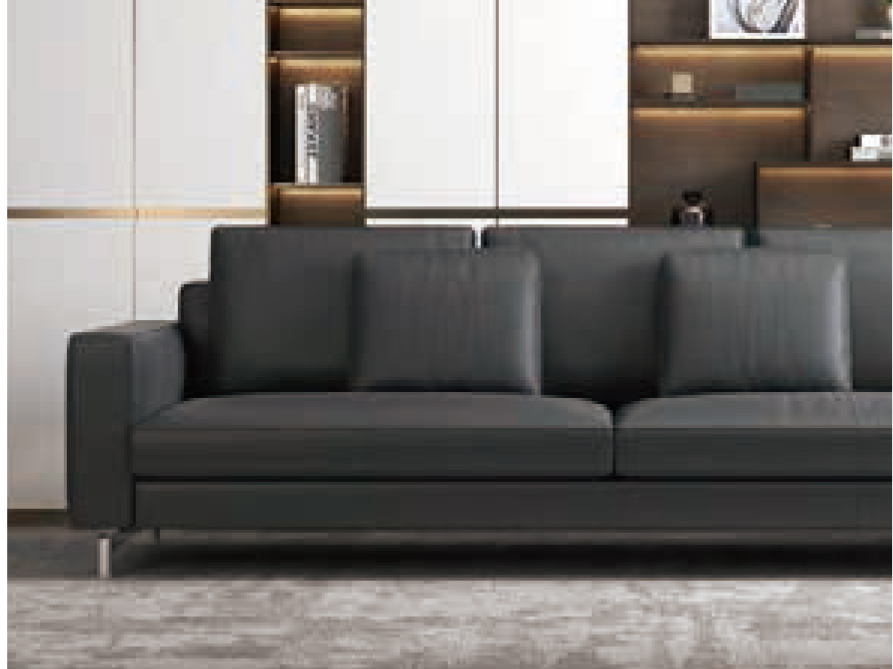 Canapé de bureau italien et combinaison de table basse réception et réception d'affaires en cuir véritable moderne simple