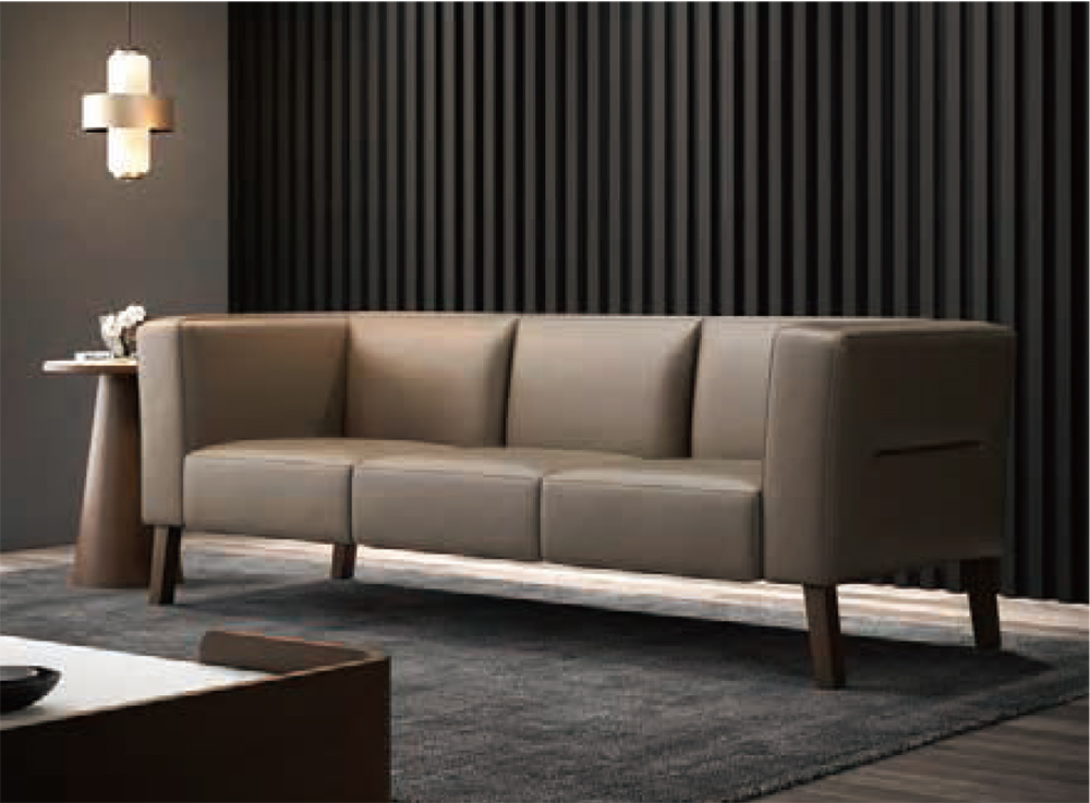 Canapé de bureau italien et combinaison de table basse réception et réception d'affaires en cuir véritable moderne simple