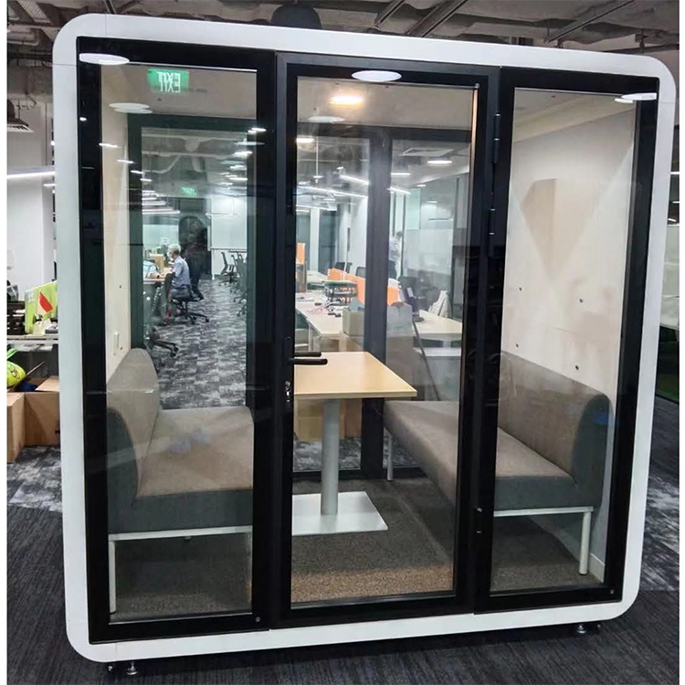 Cabine mobile de conférence de pièce insonorisée silencieuse de bureau de cabine en verre transparent